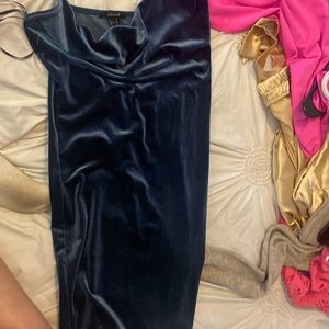 Medium forever 21 navy blue cowl neck velvet dress